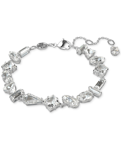 Swarovski Rhodium-plated Mixed Crystal Flex Bracelet In Silver
