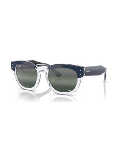 Ray Ban Unisex Mega Hawkeye Chromance Polarized Sunglasses, Mirror Gradient Rb0298s In Blue On Transparent