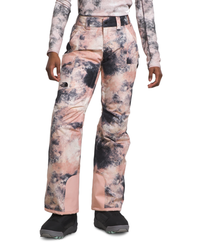 The North Face Women's Freedom Insulated Pants In Pink Moss Faded Dye Camo Print