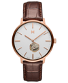 MVMT MEN'S LEGACY SLIM AUTOMATIC BROWN LEATHER WATCH 42MM