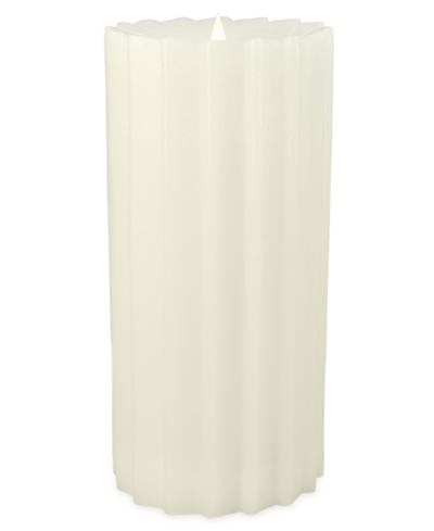 Seasonal Sutton Fluted Motion Flameless Candle 5 X 11 In Ivory