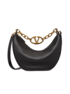 Valentino Garavani Women's Small Vlogo Moon Hobo Bag In Leather With Chain In Black