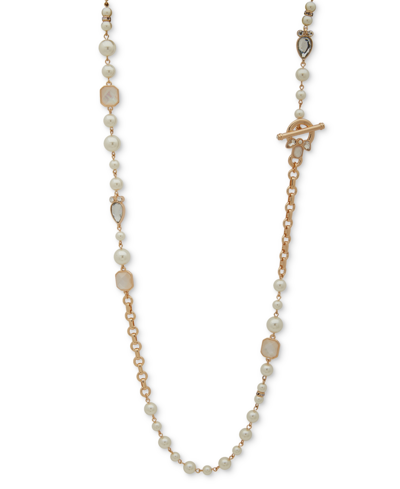 Anne Klein Gold-tone Crystal & Imitation Pearl 42" Strand Necklace
