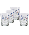 FIESTA BREEZY FLORAL 15-OUNCE TAPERED DOUBLE OLD FASHIONED (DOF) GLASS, SET OF 4