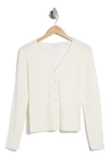 VINCE VINCE CROCHET TRIM LINEN BLEND CARDIGAN