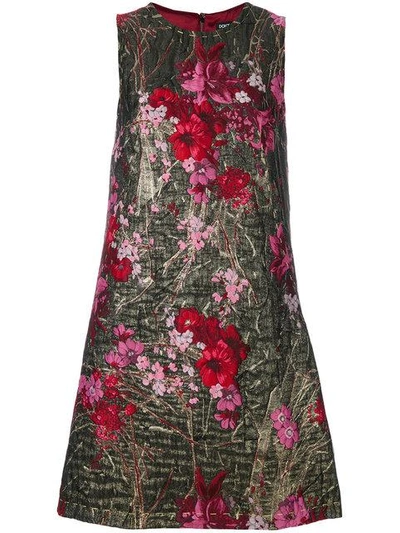 Dolce & Gabbana Metallic Floral-brocade Mini Dress In Jacquardmetallico