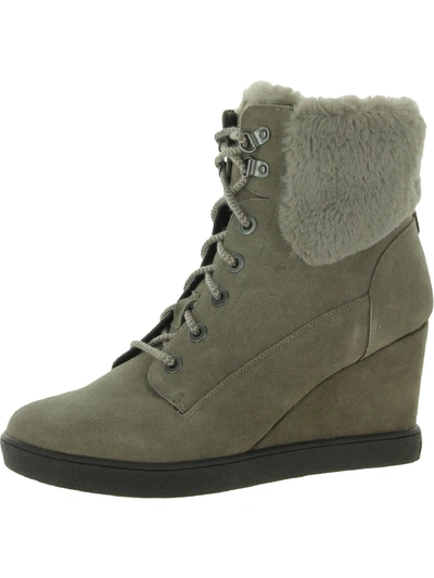 Evolve By Easy Spirit Everett Womens Suede Faux Fur Ankle Boots In Grey