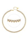 CLASSICHARMS GOLD SPARKLING HEART SHAPED ZIRCONIA TENNIS NECKLACE