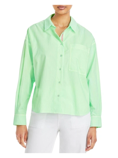 Sundry Womens Cotton Hi-low Button-down Top In Green