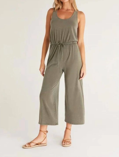 Z Supply Easygoing Jumpsuit In Dusty Olive In Grey