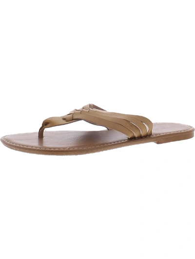 Arizona Jeans Co. Alix Womens Faux Leather Woven Thong Sandals In Brown