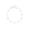 RS PURE BY ROSS-SIMONS 3-3.5MM TURQUOISE BEAD STATION ANKLET IN 14KT YELLOW GOLD