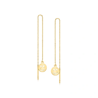 Rs Pure By Ross-simons 14kt Yellow Gold Smiley Face Threader Earrings