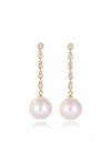 Classicharms Electra Gold Diamond Rivière Pearl Drop Earrings In Silver