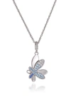 CLASSICHARMS SILVER GRADIENT BLUE PAVÉ DIAMOND BUTTERFLY PENDANT NECKLACE