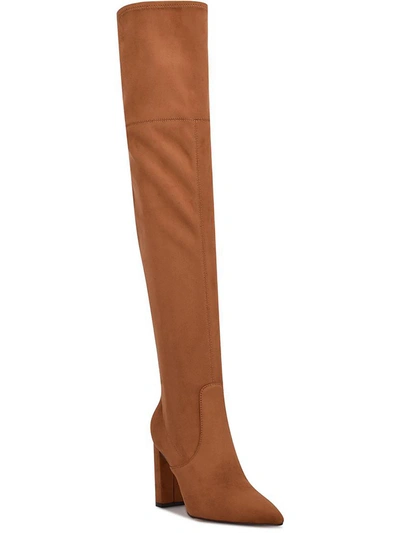 Nine West Daser Womens Faux Suede Tall Thigh-high Boots In Multi