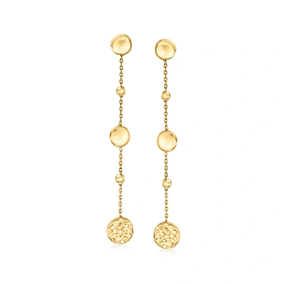 Rs Pure By Ross-simons Italian 14kt Yellow Gold Alternating Bead Drop Earrings