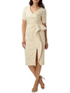 Aidan Mattox Jaquard Womens Pleated Midi Cocktail And Party Dress In Beige