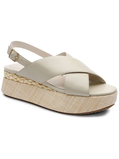 Sanctuary All Smiles Womens Leather Slingback Platform Sandals In Beige