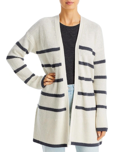Splendid Elsie Womens Wool Blend Striped Cardigan Sweater In Beige