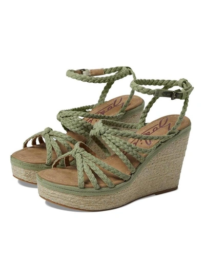 Zodiac Shana Womens Faux Suede Slingback Wedge Sandals In Green