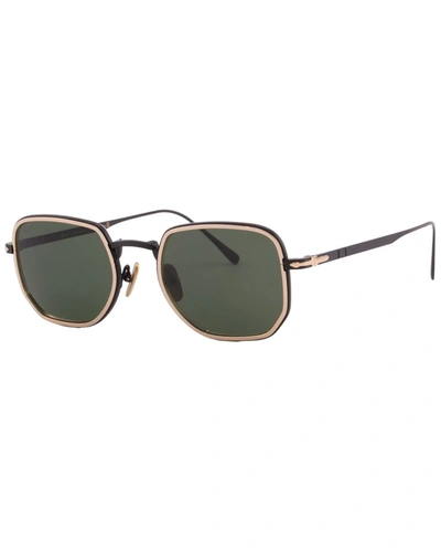 Persol Green Rectangular Titanium Unisex Sunglasses Po5006st 800831 47 In Black / Gold / Green