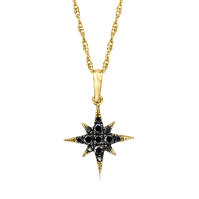 Rs Pure By Ross-simons Black Diamond North Star Pendant Necklace In 14kt Yellow Gold