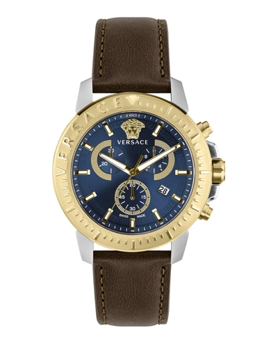 Versace New Chrono Strap Watch In Gold