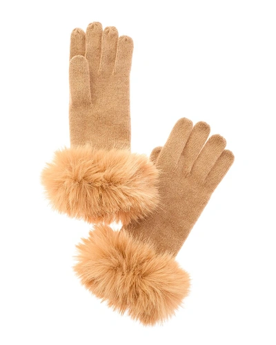 Amicale Cashmere Basic Cashmere Gloves In Brown