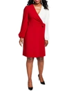 Kasper Womens Surplice Side Tie Midi Dress In Red