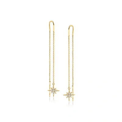 Rs Pure By Ross-simons Diamond North Star Threader Drop Earrings In 14kt Yellow Gold