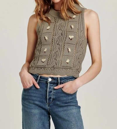 Another Love Lorelei Cable Knit Sweater In Sage In Beige
