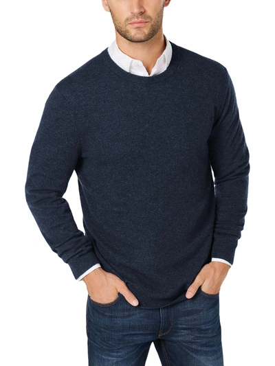 Club Room Mens Cashmere Knit Crewneck Sweater In Navy Heather