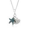 Ross-simons Blue And White Diamond Sea Life Pendant Necklace In Sterling Silver In Silver