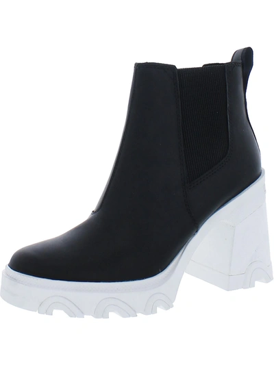 Sorel Brex Womens Leather Pull On Chelsea Boots In Black