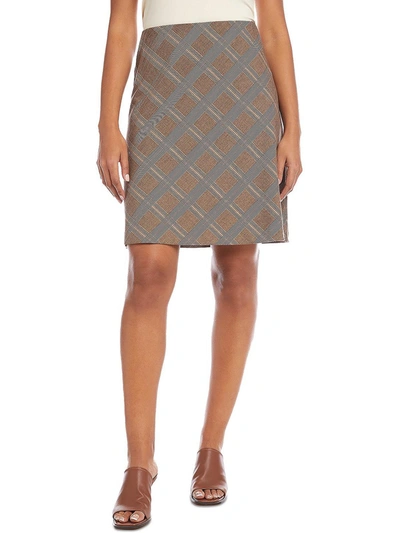 Karen Kane Womens Woven Plaid A-line Skirt In Brown