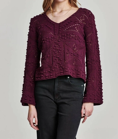 Another Love Maxine Crochet Sweater In Prune In Purple