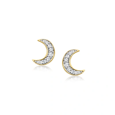 Rs Pure By Ross-simons Diamond Moon Stud Earrings In 14kt Yellow Gold In Silver