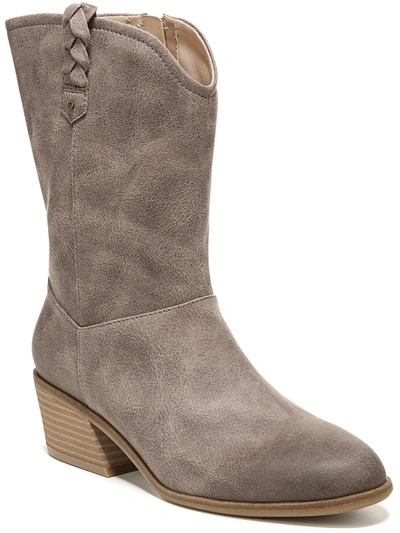 Dr. Scholl's Shoes Layla Womens Faux Leather Wide Calf Mid-calf Boots In Grey
