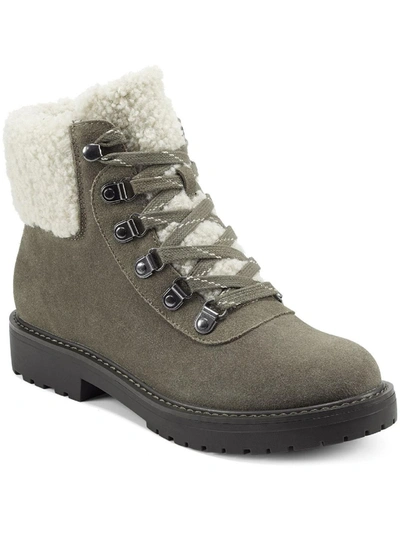Easy Spirit Luanna 8 Womens Leather Lace Up Winter & Snow Boots In Grey
