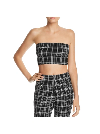 Tiger Mist Womens Tube Plaid Crop Top In Black