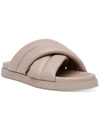 Steve Madden Motte Womens Faux Leather Slip On Slide Sandals In Grey