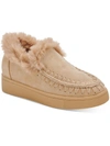 Aqua College Albina Womens Cow Suede Faux Fur Shooties In Beige