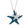 Ross-simons Blue And White Diamond Starfish Pendant Necklace In Sterling Silver In Multi