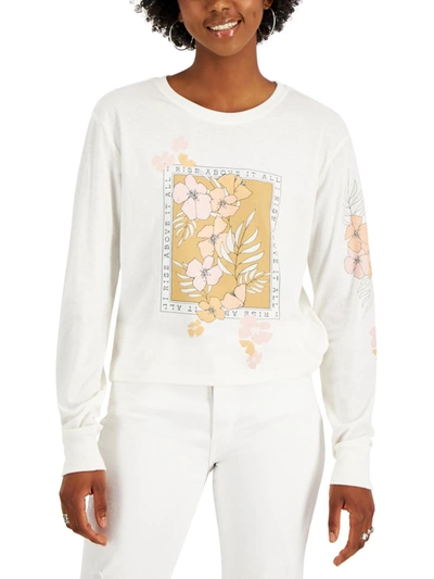 Love Tribe Rise Above Womens Crewneck Floral Graphic T-shirt In White