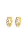 CLASSICHARMS DANIELA GOLD HUGGIE HOOP WHITE CLEAR ZIRCONIA EARRINGS