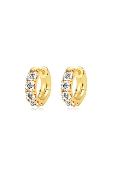 Classicharms Daniela Gold Huggie Hoop White Clear Zirconia Earrings