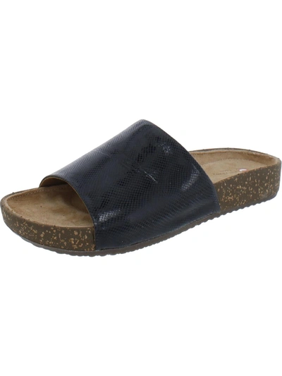 Unstructured By Clarks Rosilla Hollis Womens Footbed Leather Slide Sandals In Blue