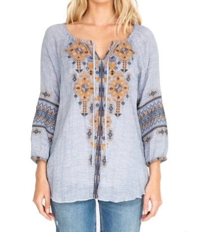 Johnny Was Amika Peasant Blouse In Multi In Blue
