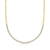 Ross-simons Diamond Tennis Paper Clip Link Necklace In 18kt Gold Over Sterling In Silver
